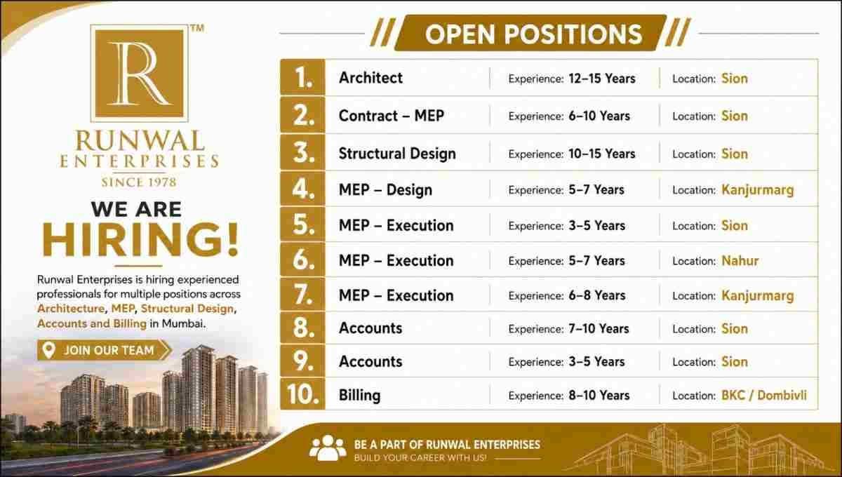 Runwal Enterprises Recruitment 2026