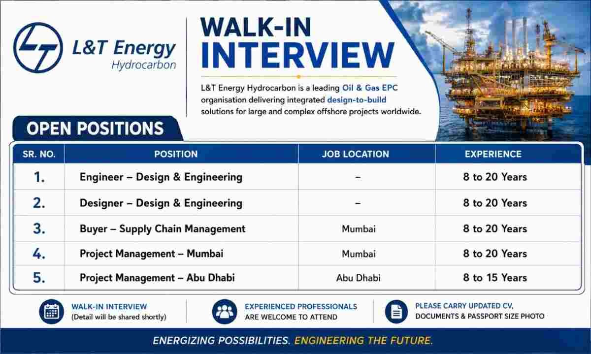 L&T Energy Walk-in Interview 2026