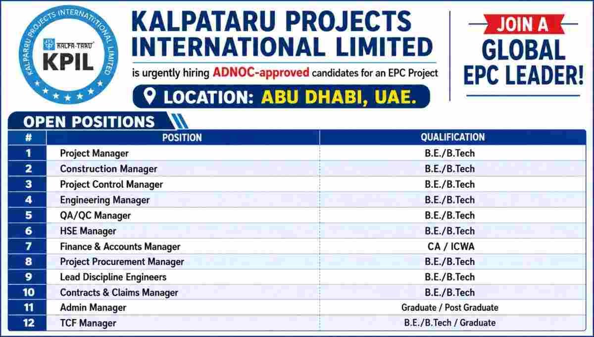 Kalpataru Projects Recruitment 2026