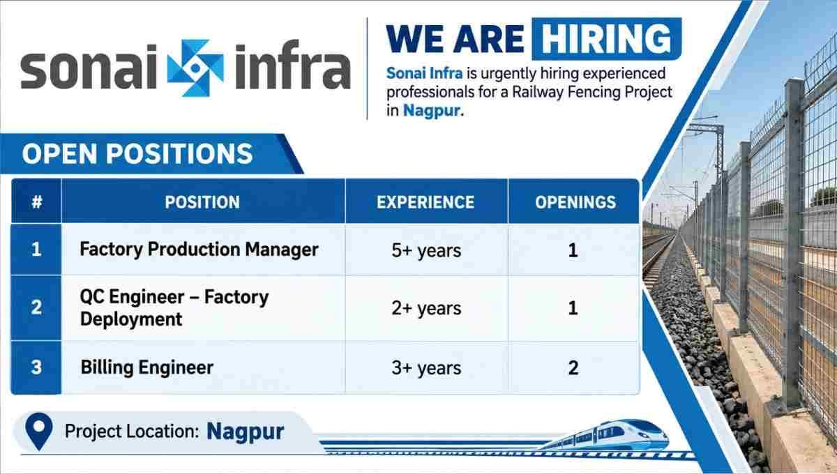 Sonai Infra Urgent Hiring 2026
