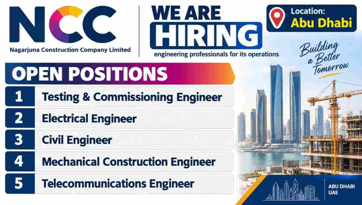 NCC Limited Vacancy 2026 | Engineering Jobs in Abu Dhabi