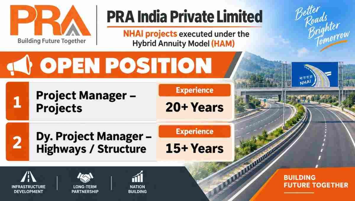 PRA India Private Limited Vacancy 2026 | NHAI (HAM) Project