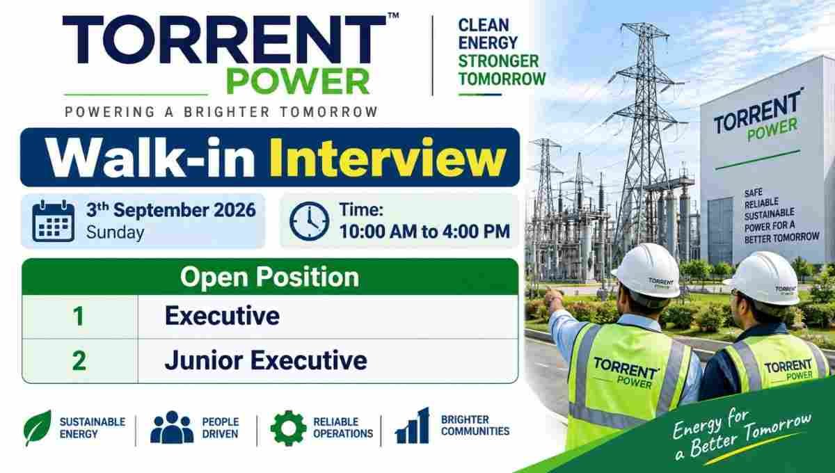 Torrent Power Walk-in Interview 2026 | Power Distribution Corporation Limited
