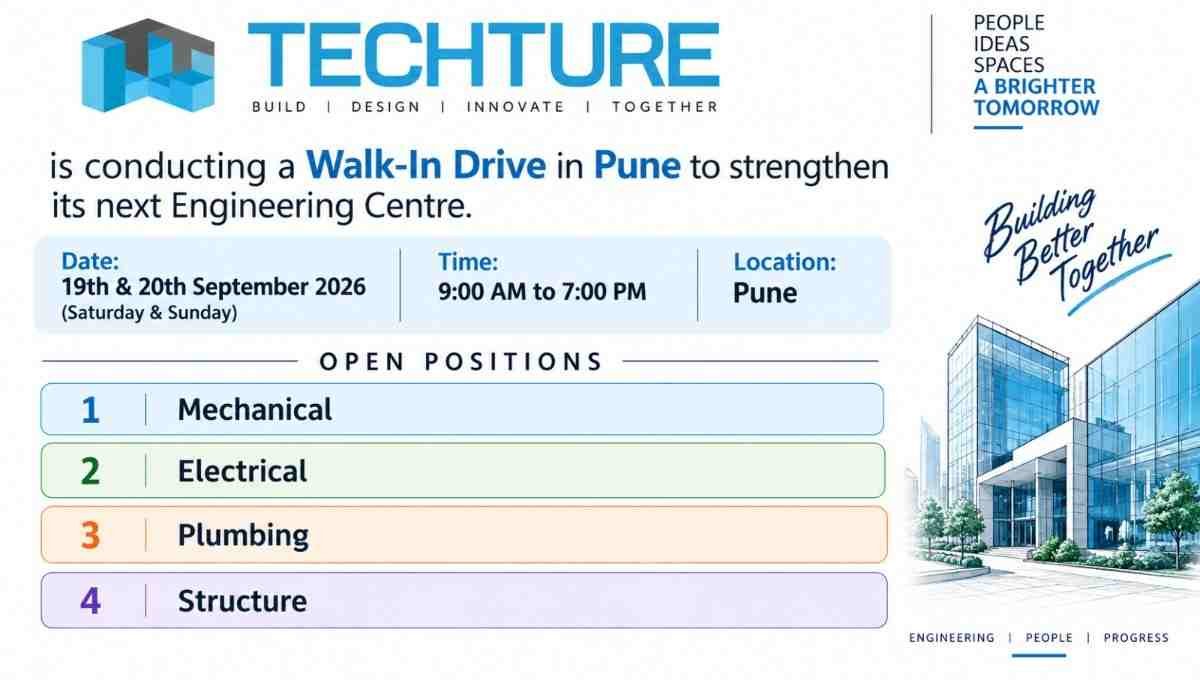 Techture Walk-In Drive 2026 | New Jobs Opening BIM & Design Engineering Jobs