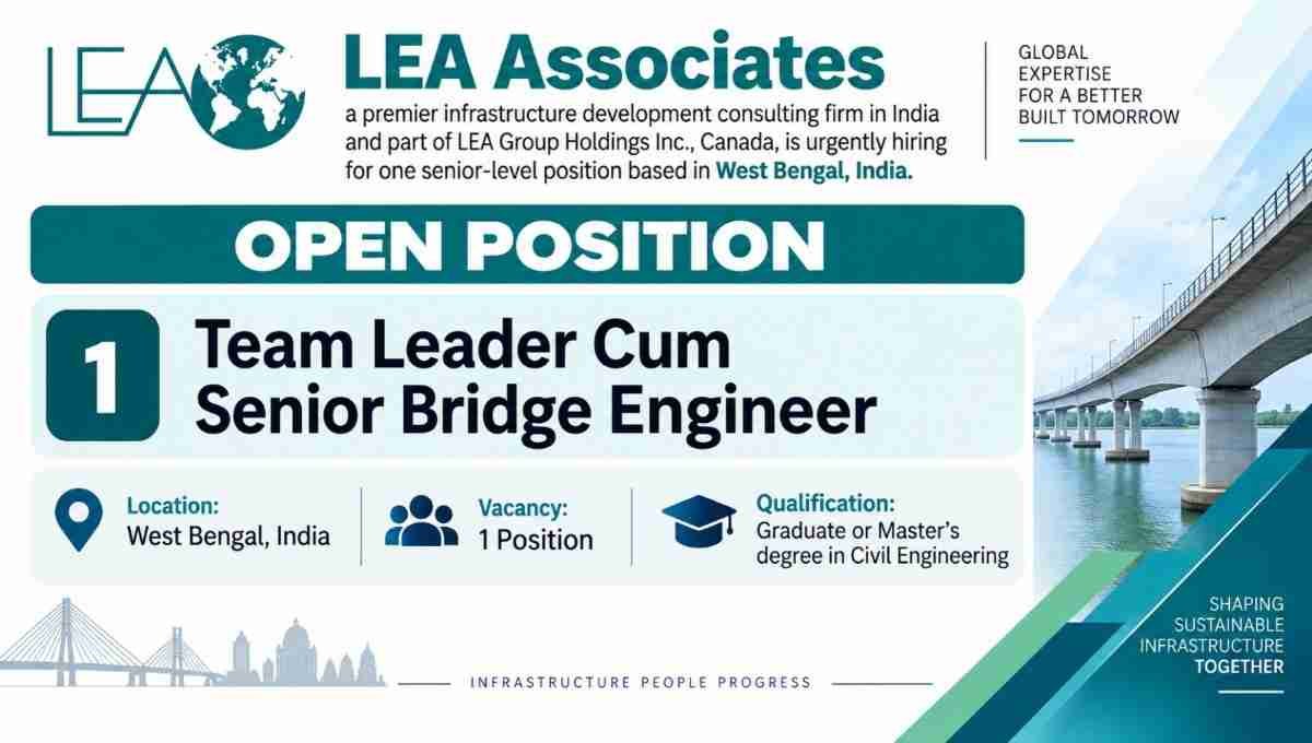 LEA Associates New Job Opening 2026 – Team Leader Cum Senior Bridge Engineer