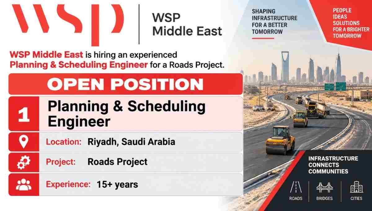WSP Middle East Recruitment 2026 | Roads Project in Riyadh, Saudi Arabia | Immediately Now