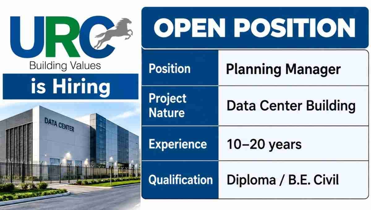 URC Latest Recruitment 2026 – Planning Manager for Data Center Project