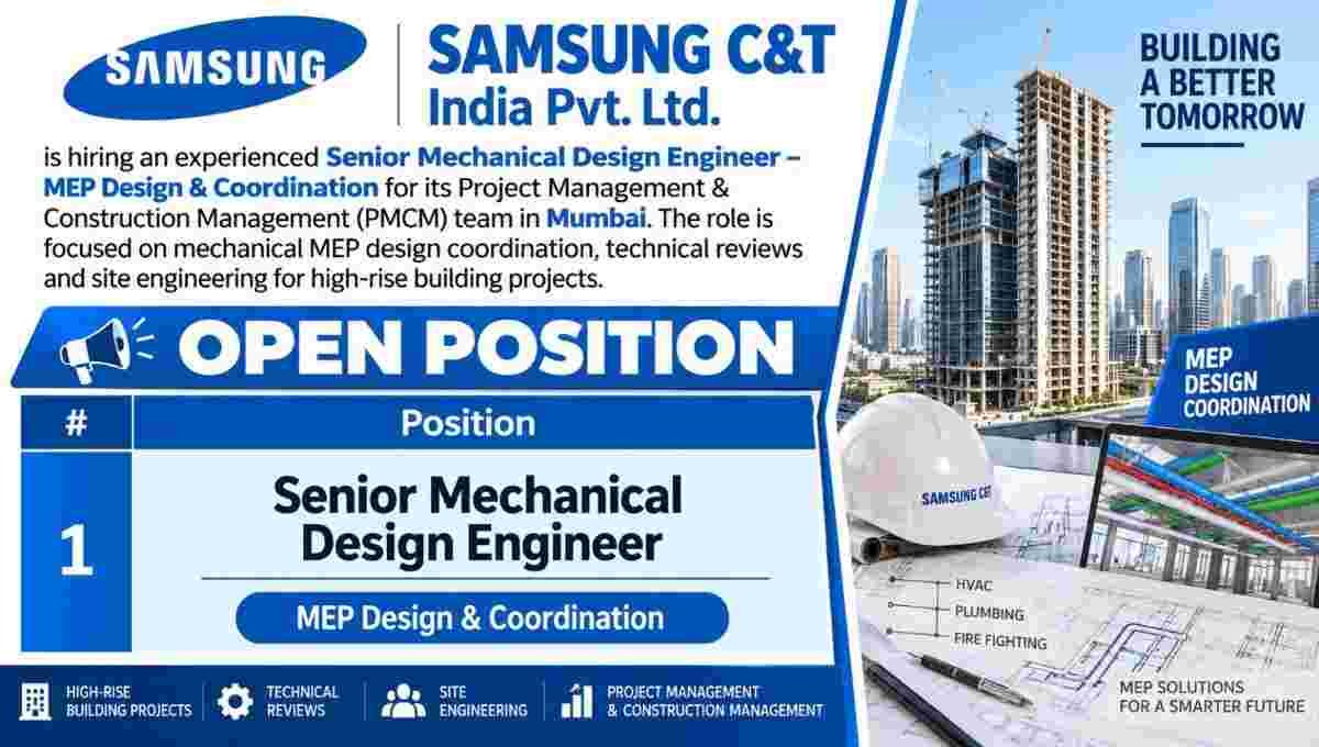 Samsung C&T India Recruitment 2026 – High-rise Building Projects