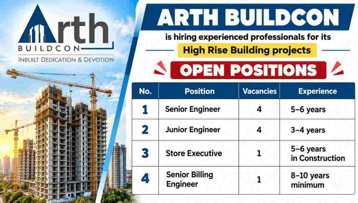 Arth Buildcon Recruitment 2026 | High Rise Building Projects