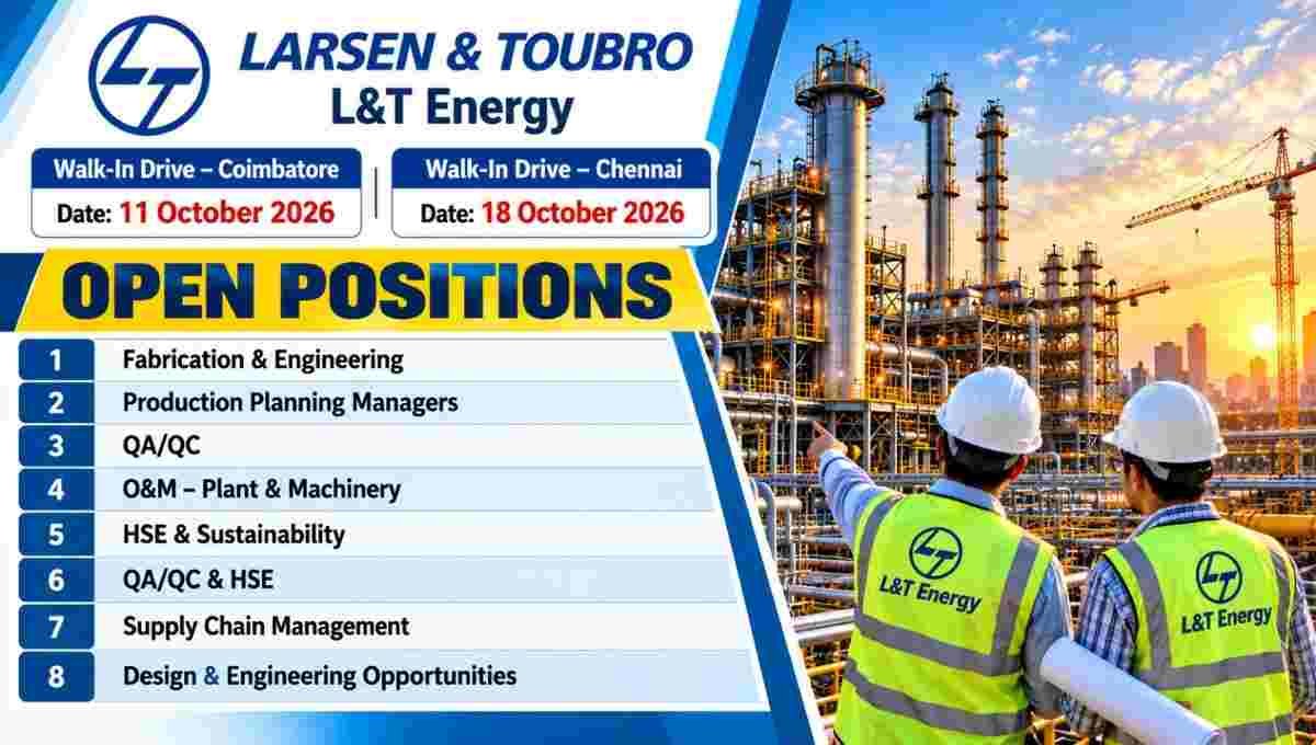 L&T Energy Offshore Vacancy 2026 – Walk-In Drive for Oil & Gas Professional