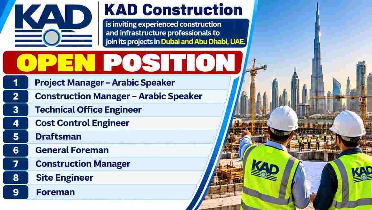 KAD Construction Recruitment 2026 – Construction Jobs in Dubai & Abu Dhabi, UAE | Apply Now