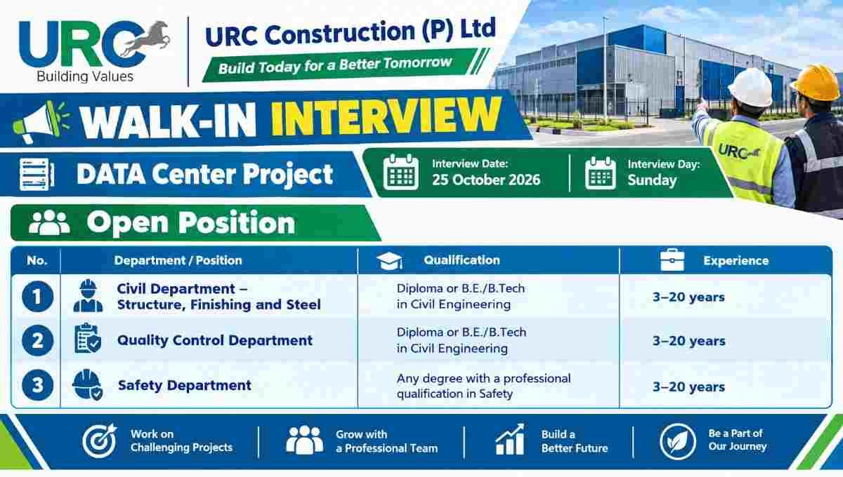 URC Construction Walk-In Interview 2026 | for Civil, Quality and Safety Jobs | Apply Now