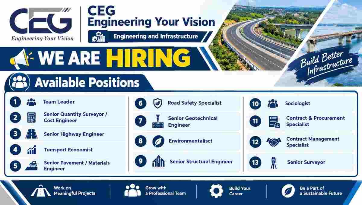 CEG Recruitment 2026 | Urgent Hiring for Engineering and Infrastructure Positions in Ethiopia