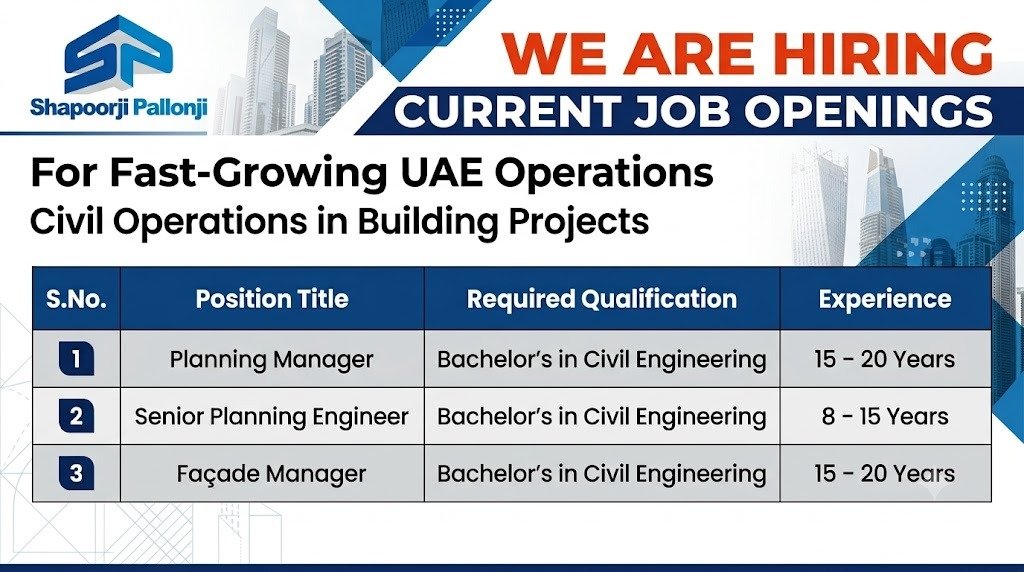 Shapoorji Pallonji Urgent Vacancy 2026 – Civil Operations in Building Projects