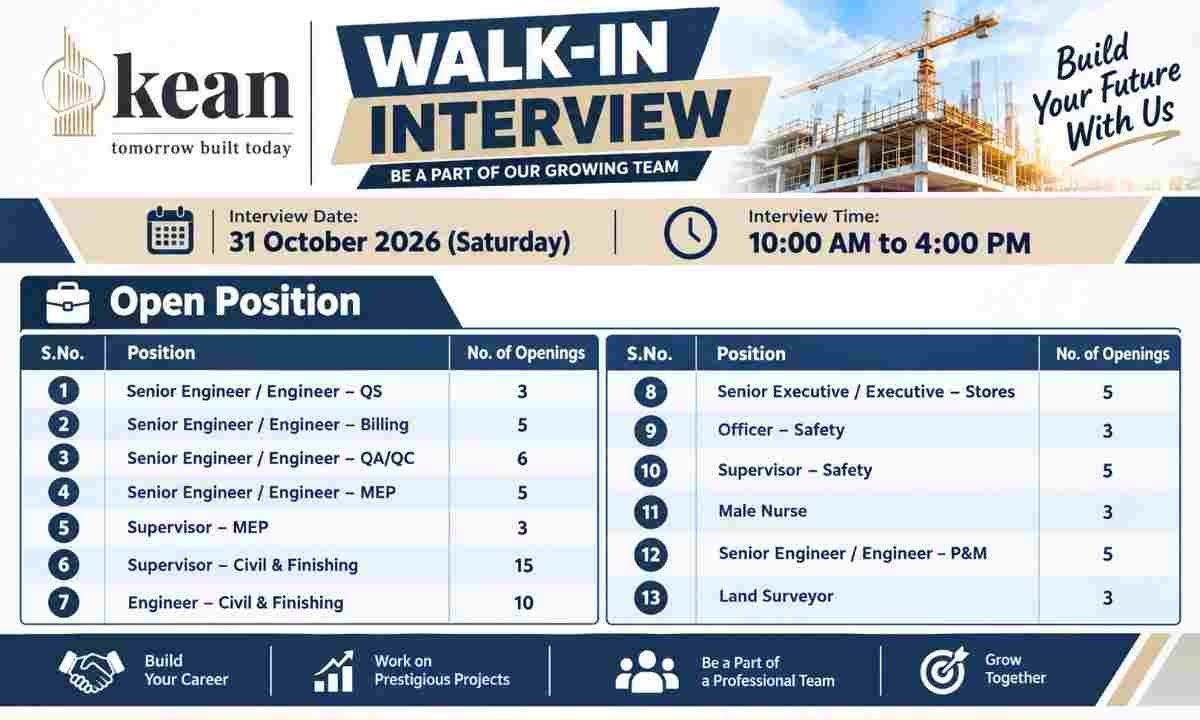 Kean Walk-In Interview 2026 | Urgent Hiring for Construction Jobs in Mumbai