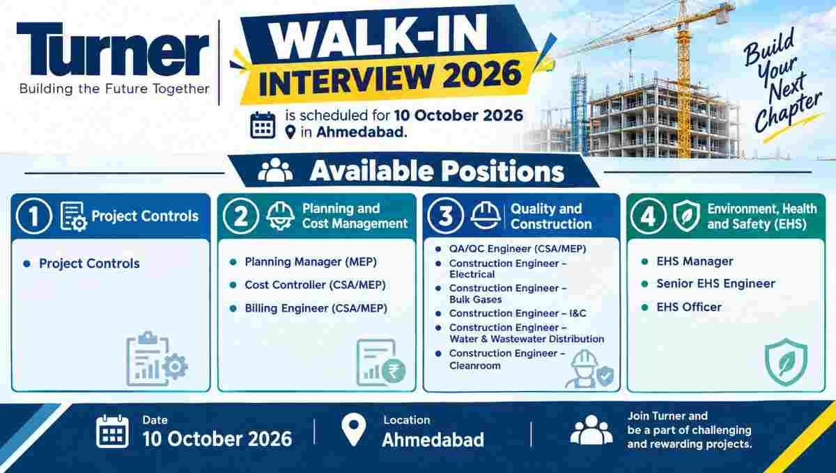 Turner Walk-In Interview 2026 | Semiconductor Project Jobs | Apply Now